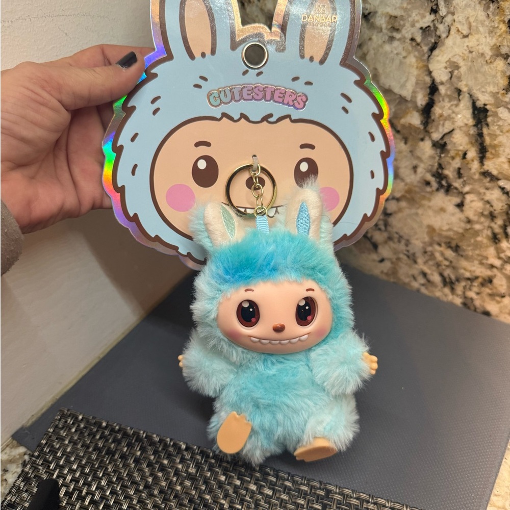 NWT Cutester Blue Ombre Fuzzy Plush Keychain by - Picture 5 of 6